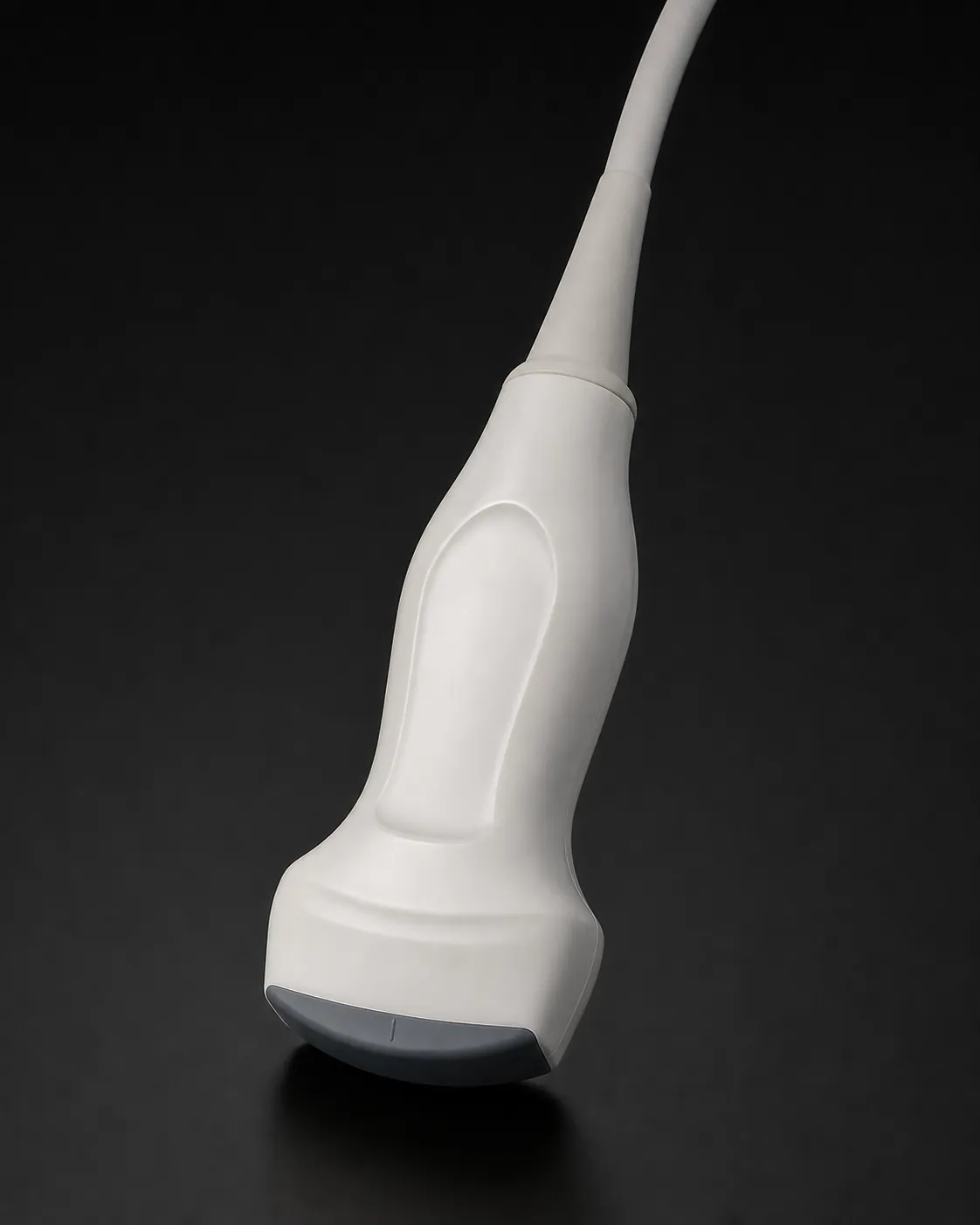 Photorealistic phased array cardiac ultrasound transducer with a small footprint.